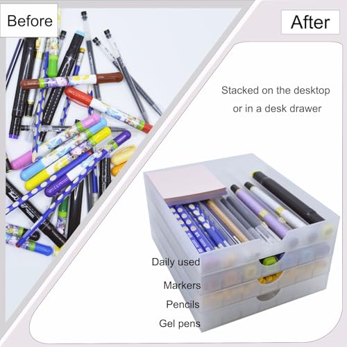 Craft Organizers and Storage, Pencil, Crayon, Marker, Pen Organizer, Pen Holder, Pen Tray Storage with Gel Pens, Fountain Pens, Chalk for Office, Art & Craft Room - 8Pack