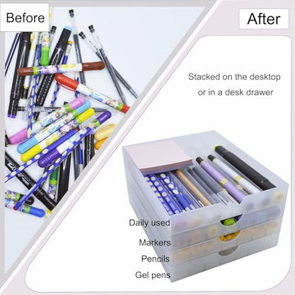 Craft Organizers and Storage, Pencil, Crayon, Marker, Pen Organizer, Pen Holder, Pen Tray Storage with Gel Pens, Fountain Pens, Chalk for Office, Art & Craft Room - 8Pack