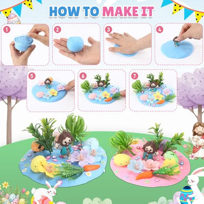 Tinlade 273 Pcs/24 Set Air Dry Clay Spring Crafts with Colorful Modeling Clay Resin Figurines Foam Eggs Flowers Grass Card Bag for Christian Party Favors Stuffers Goodie Bag Filler(Jesus) - style: Jesus