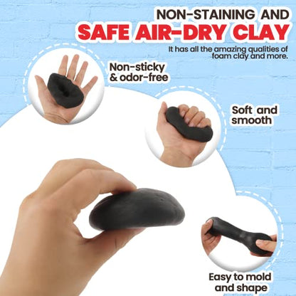 3.3 lbs Moldable Cosplay Foam Clay (Black) - Air-Dry High Density Clay for Intricate Designs - Dries Evenly Within 24-48 Hours - Sandable and Paintable Clay Foam - color: Black, size: 1500g