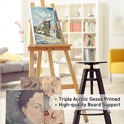 GOTIDEAL Stretched Canvas, 8x10 Inch Set of 10, Primed White - 100% Cotton Artist Canvas Boards for Painting, Acrylic Pouring, Oil Paint Dry & Wet Art Media - color: White, size: 8"x10"