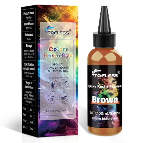 Brown Epoxy Resin Pigment - 3.4 fl.oz / 100ml Concentrated Dye for Coaster,River Tables, Opaque Epoxy for DIY Art, UV Resin, Painting,Colorant for Jewelry Making - color: Brown