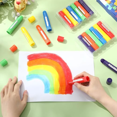 Gilprop 30 Sets Tempera Paint Sticks for Kids and Student 180 Pcs 6 Colors Washable Quick Drying Art Solid Tempera Paint Stick Bulk Crafts Supplies for Children Toddler Classroom School Favors