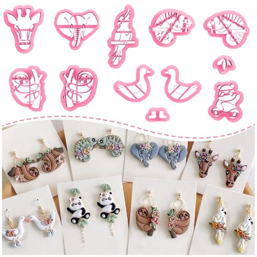 Keoker Animal Polymer Clay Cutters, 12 Shapes Clay Cutters for Polymer Clay Jewelry Animals - color: Animal Color