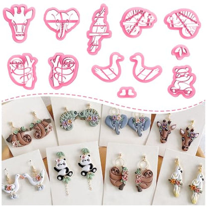 Keoker Animal Polymer Clay Cutters, 12 Shapes Clay Cutters for Polymer Clay Jewelry Animals - color: Animal Color