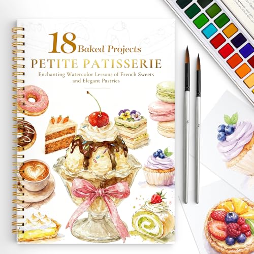 Watercolor Workbook for Beginners,18 Baking Water Coloring Book,Relaxing & Easy to Paint Water Coloring Book with 24 Colors-Perfect for Gifting to Creativity & Joy for Adults - size: Baking Theme