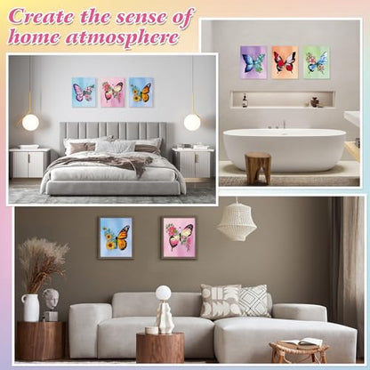 COCHIE 6 Pack 8x10 Inches Butterfly Flower Pre Drawn Canvas to Paint for Sip and Paint Party, Pre Printed Framed Canvases Set, Butterflies Pre Sketched Canvas for Painting for Adults Kids - size: 8x10 Inches, style: Butterfly