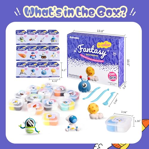 Both idea Air Dry Clay Kit, Space Theme | 12 Packs, Non-Toxic Kids Gift | School & Party: Perfect for classroom art activities, birthday party favors, creative family DIY, and holiday celebrations. - style: Space Odyssey