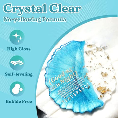 LET'S RESIN Fast Cure Epoxy Resin,Demold in 4 Hours,72OZ Upgrade Quick Drying & Crystal Clear Resin,Bubble Free Epoxy Kit for Craft,Art, Craft Supplies with Dye, Cup,Stir Stick - size: Large
