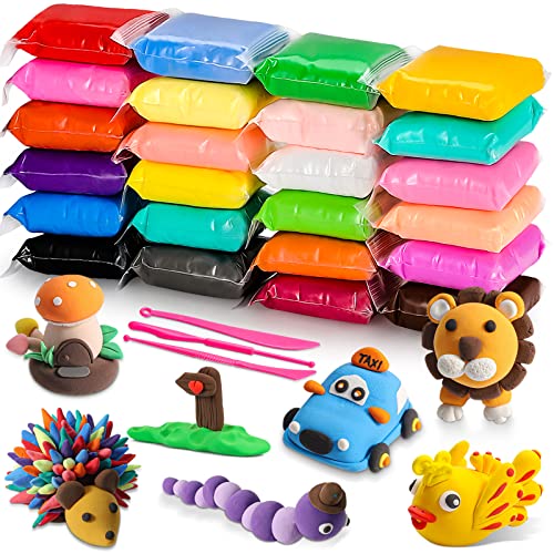 CiaraQ Air Dry Clay Kit – 24 Colors Modeling Clay with Sculpting Tools for Crafting & DIY Projects, Creative Gift for Easter, Halloween, and Christmas - color: 24 Colors
