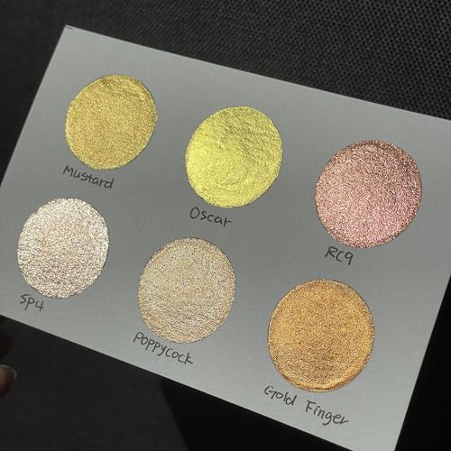 IUILE Handmade Watercolor Paints - Gold Half Pan Set (6 colors) - color: Gold