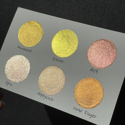 IUILE Handmade Watercolor Paints - Gold Half Pan Set (6 colors) - color: Gold