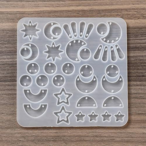 1PC Assorted Irregualr Pendant Silicone Molds Bohemian Style Resin Epoxy Casting Molds for Earring Necklace Keychain Charms Pendants Jewelry Making DIY Gem Cabochon Craft Supplies White 130x130x6mm - color: White-16