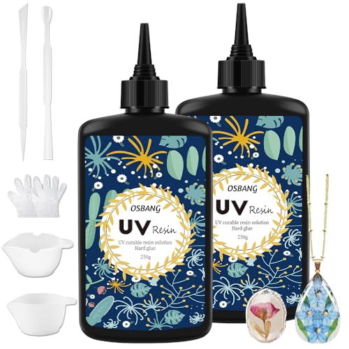500g UV Resin Crystal Clear Hard UV Cure Epoxy Resin, Upgraded Formula, Solar Activated Glue Kit Transparent Ultraviolet Fast Curing for Jewelry Making Craft Decoration - size: 500g