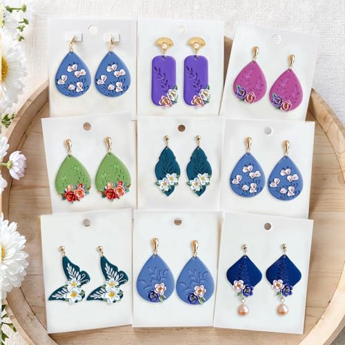 Leaves Clay Stamps, 7 Shapes for Polymer Clay Jewelry Making, Leaf and Plant Molds with PLA, Work with Spring Polymer Clay Cutter for Cutters Press Stamps for Earrings DIY Jewelry Making Craft