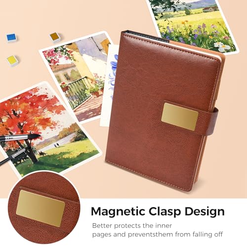 Watercolor Sketchbook,8.2 x 5.5 inch,20 Sheets Cold Press 100% Cotton 300 GSM 140lb,A5 Watercolor Paper for Art Painting, Drawing, Mixed Media - color: brown
