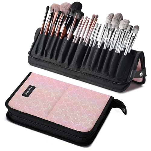 BYOOTIQUE Makeup Brush Holder Bag Foldable Cosmetic Case ForgetMeNot Pink Artist - color: ForgetMeNot Pink