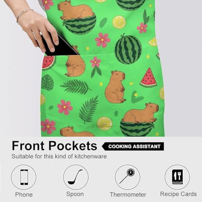 Cooking Apron for Adults with Pockets, Waterproof Oil Resistant Bib for Kitchen Restaurant BBQ Baking - color: Style (339)