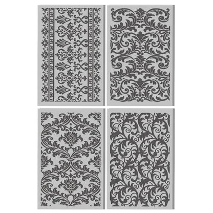 4 Pcs Retro Victorian Textures Pattern Polymer Clay Texture Sheet Ornamental Rubber Clay Texture Mat for Polymer Clays Making Earrings Jewelry DIY Crafts, 4 × 2.5 Inch - style: Retro Victorian