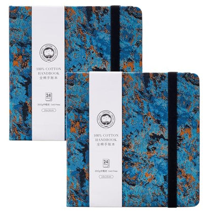 Lightwish Square Watercolor Journal,2 Pack Total 48 Sheets,100% Cotton,300gsm/140lb,Acid-Free, Cold Press Watecolor Sketchbook for Artists Adults Students,6.29 * 6.29 Inches(Blue Starry Sky) - color: Blue Starry Sky