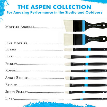 Princeton Aspen Flat Brush, Synthetic, Long Handle, Size 2, 1 Count - color: Black, size: Size 2