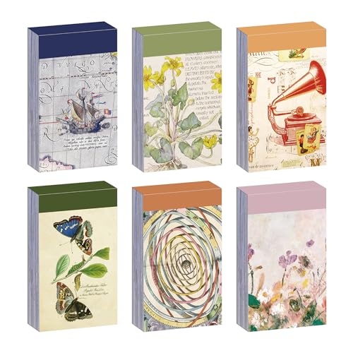 6 Sets 300 Pcs Washi Stickers Set Vintage Aesthetic Sticker Book for Journaling Decorative Scrapbook Floral Paper Sticker Kit for Scrapbooking, Bullet Journal, Art Craft Gifts, Notebook Making - style: Aesthetic Style 2