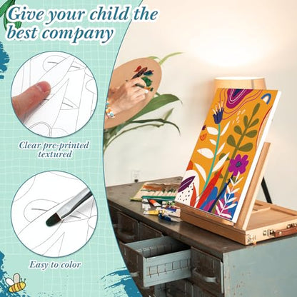 Engrowtic 12 Pcs 8 x 10'' Flower Pre Drawn Canvas to Paint Pre Printed Sketched Canvas for Adult Ladies Paint Art Party Favor Board Set for Craft(Simple Style) - style: Simple Style