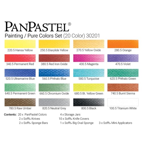 PanPastel Artist Pastels by GOLDEN, Painting Set, 20 Color, Professional Artist Pastels, Unique Pan Format (cake-like)