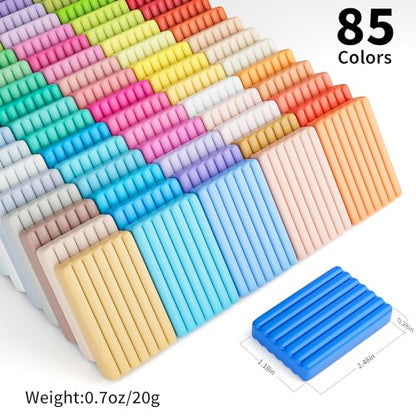 Aestd-ST Polymer Clay 85 Colors, Modeling Clay for Kids, Oven Bake Molding Clay Kit,DIY Starter Kits with Sculpting Tools and Accessories, Art and Craft Gifts for Kids and Adults.