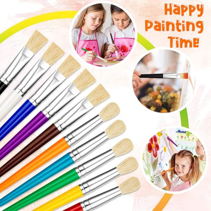 YGAOHF 30 Pcs Paint Brushes for Kids - Colorful Kids Paint Brushes Big Chubby Toddler Paint Brushes, Easy to Clean & Grip Round Flat Preschool Paint Brushes for Acrylic Washable Paint - color: 30 Pack