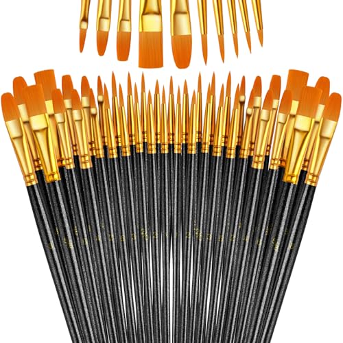 Paint Brushes Set, 16 Pack 160 Pcs Round-Pointed Tip Paintbrushes Nylon Hair Artist Acrylic Paint Brushes for Acrylic Oil Watercolor, Face Nail Art, Miniature Detailing & Rock Painting, Black - color: Black, size: 16 Pack