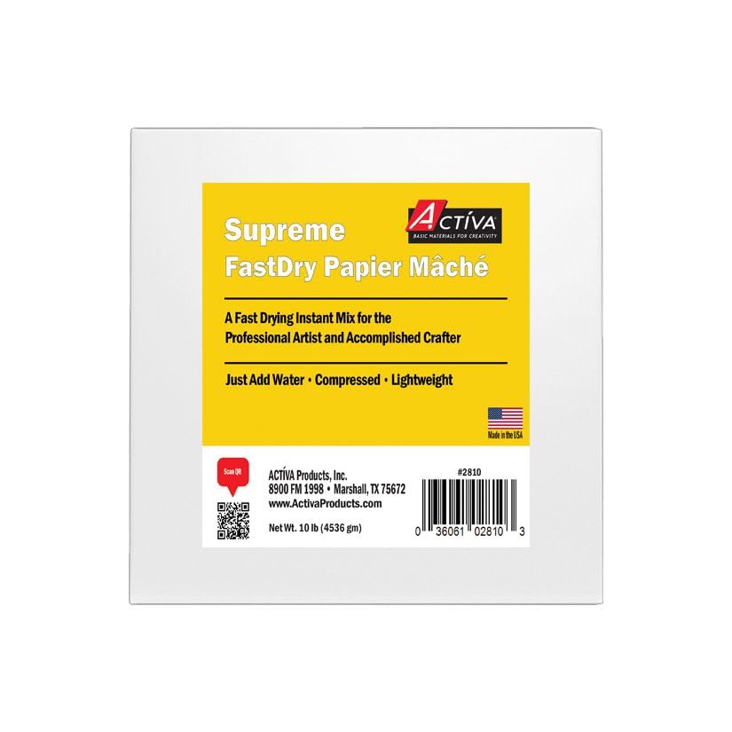 ACTIVA Supreme FastDry Papier Mache – A Fast Drying, Premium Quality Instant Mix for The Professional Artist and Passionate Crafter - 10 Lbs - Made in The USA - No Tariffs
