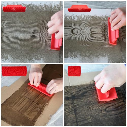 Wood Graining Tool, 4 PCS Wood Grain Tool Set, Rubber Empaistic Wood Texture Painting Tool for DIY Wall Room Art Paint Decoration - size: 4pcs