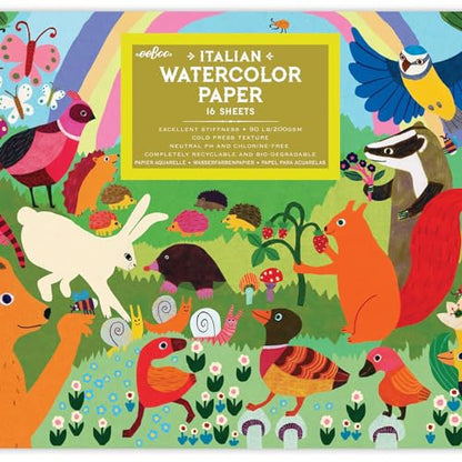 eeBoo: Woodland Rainbow Watercolor Pad - 16 Sheets, 200 GSM/90 LB Paper, 9.5 x 6.5, Natural pH & Chlorine-Free, Painting Art Supplies, Kids Ages 3+ - style: Woodland Rainbow