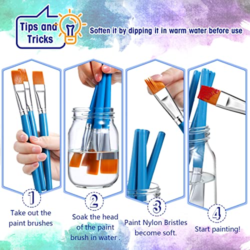 Zonon 10 Pcs 3/4 Inch Flat Paint Brushes Acrylic Painting Craft Accessories Small Watercolor Paint Brushes Bulk for Adult Artist Detail Oil Canvas Face(8.1 x 0.9 x 3/4 Inch,Sky Blue) - color: Sky Blue