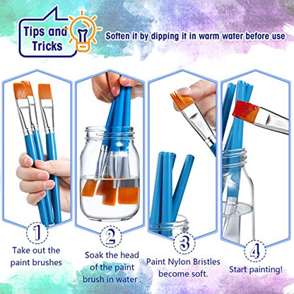 Zonon 10 Pcs 3/4 Inch Flat Paint Brushes Acrylic Painting Craft Accessories Small Watercolor Paint Brushes Bulk for Adult Artist Detail Oil Canvas Face(8.1 x 0.9 x 3/4 Inch,Sky Blue) - color: Sky Blue