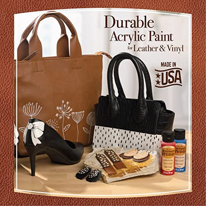 Leather Studio Leather Paint Set of 6 2 fl oz Acrylic Leather Paint for Shoes and Other DIY Arts & Crafts Surfaces, 13510