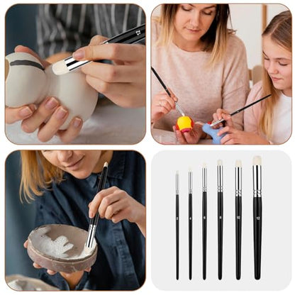 6 Pcs Dry Brush Set, Drybrush Set Round Detail Paint Brush for Model Ceramics Art Painting(2, 4, 6, 8, 10, 12)