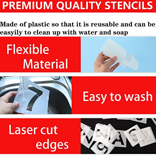 YEAJON 5 Inch Letter Stencils and Numbers, 36 Pcs Alphabet Art Craft Stencils, Reusable Plastic Templates for Wood, Wall, Fabric, Rock, Signage - size: 5 Inch