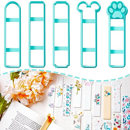 TAINSKY Bookmarks Polymer Clay Cutters, Bookmark Creator for Polymer Clay Jewelry, 5 Pcs Reading Clay Cutters for Making Earrings Jewerly