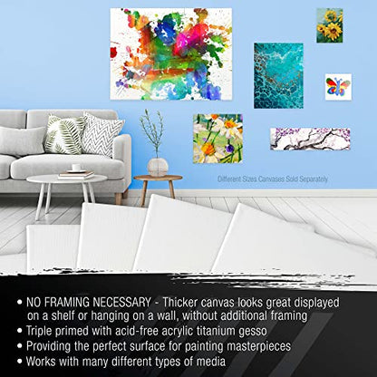 U.S. Art Supply Large Stretched Canvas for Painting 18x24 inch Gallery Depth 1-1/2" Thick, 3-Pack - 12oz Acrylic Gesso Triple Primed, Professional Artist Quality, 100% Cotton - Oil, Pouring Paint - size: 18" x 24"