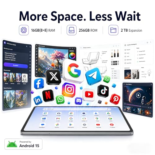 12-Inch Standalone Drawing Tablet No Computer Needed: 4096-Level Stylus Digital Art Tablet with Anti-Glare Screen, 16GB RAM, 256GB Storage, 8000mAh, Android 15 – for Beginners, Artists, Students
