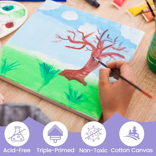 ESRICH Stretched Canvas for Painting, 3 Pack 8x10 Canvas Value Pack, Primed Acid-Free Cotton Blank Canvas, Paint Canvases for Oil & Acrylic Paint. - size: 8x10in 3pack