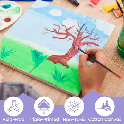 ESRICH Stretched Canvas for Painting, 3 Pack 8x10 Canvas Value Pack, Primed Acid-Free Cotton Blank Canvas, Paint Canvases for Oil & Acrylic Paint. - size: 8x10in 3pack
