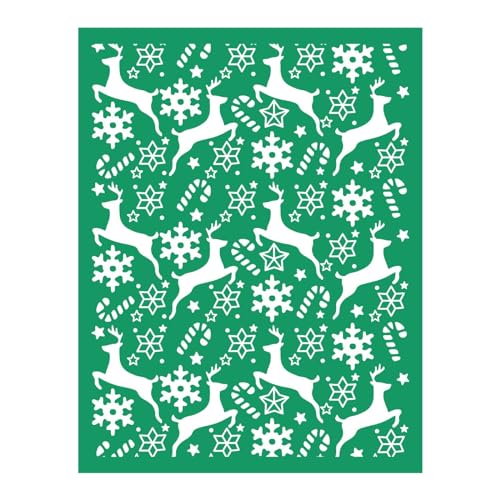 Christmas Elk Deer Self-Adhesive Silk Screen Stencils,Snowflakes Screen Printing Stencils for Craft Xmas Chalk Paste Stencil Transfers Winter Reusable Stencils for Painting on Wood Fabric Farm Sign - color: Elk dear stencils
