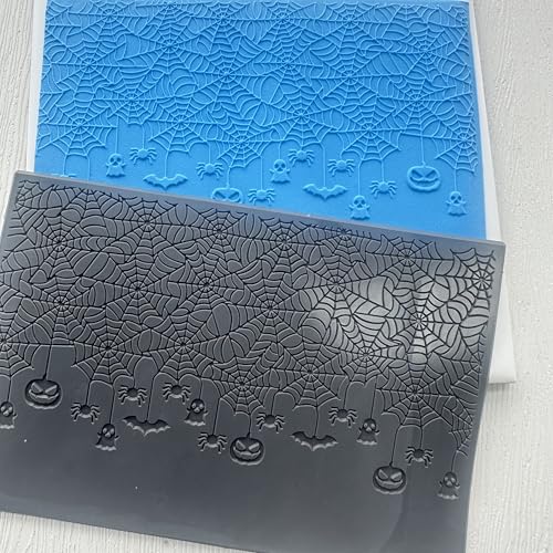 Halloween Polymer Clay Texture Sheets Mats for Polymer Clay Earrings Making Spider Web Texture Impressions DIY Tools for Pottery Earrings Jewelry Making DIY Craft Supply