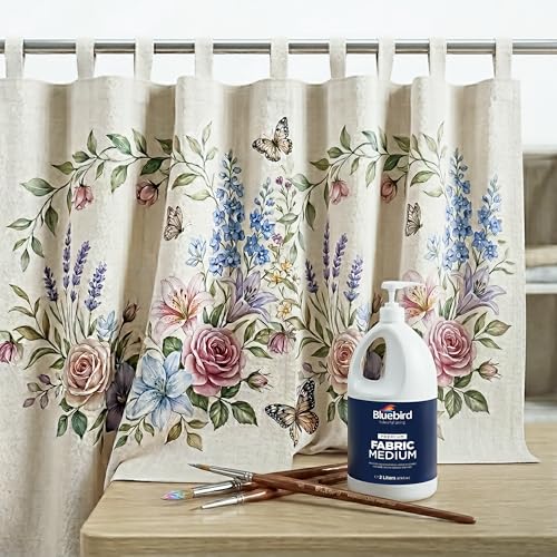 BLUEBIRD Fabric Medium - Textile Medium for Fabric Painting, Prevents Flaking, Ideal for Clothes, Accessories, and More (67.6 Fl Oz) - size: 67.6 Fl Oz (Pack of 1)