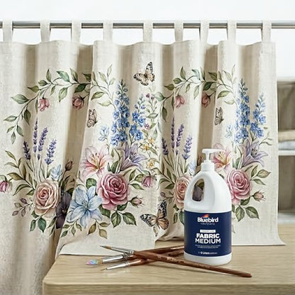 BLUEBIRD Fabric Medium - Textile Medium for Fabric Painting, Prevents Flaking, Ideal for Clothes, Accessories, and More (67.6 Fl Oz) - size: 67.6 Fl Oz (Pack of 1)