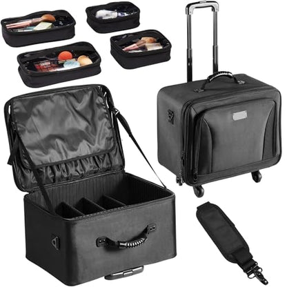 VEVOR Makeup Train Case Professional Makeup Storage Organizer Box Make Up Carrier for Women and Girls - style: Rolling Makeup Bag