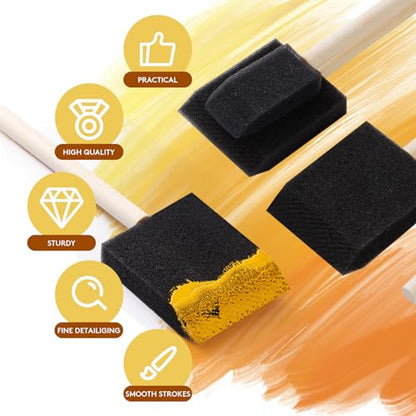 120 Pcs Foam Paint Brushes, 1” and 2” Foam Brush with Wood Handle, Bulk Sponge Brushes for Painting, Foam Art Paintbrushes Set for Staining, Varnishing, Finishing, Touchup and DIY Craft Projects - size: 1Inch-60Pcs and 2Inch-60Pcs
